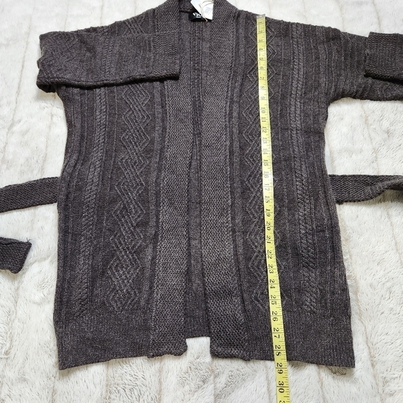SIZE M Kit cardigan cable knit open face with tie grey-brown color VICI NWT - Picture 12 of 13